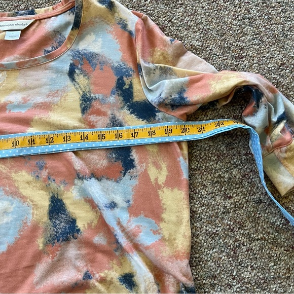 Christopher & Banks 3/4 length sleeves blues and yellows Top - Picture 8 of 10